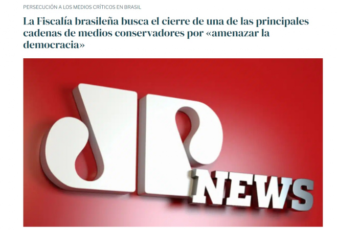 Jornal espanhol criticou ação do MPF contra a Jovem Pan