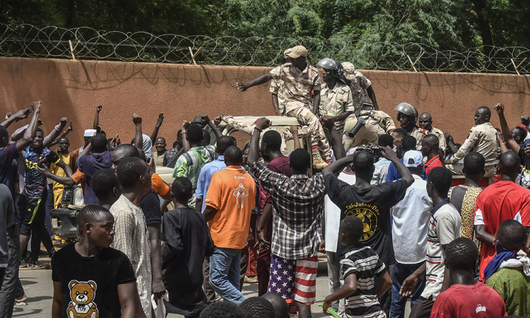Manifestação em apoio ao golpe no Níger