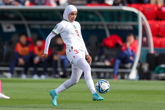 Nouhaila Benzina, de Marrocos, durante partida contra a Coreia do Sul