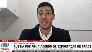 Professor de economia e pesquisador da FGV Agro, Felippe Serigati, durante entrevista ao Jornal da Manhã, da Jovem Pan News