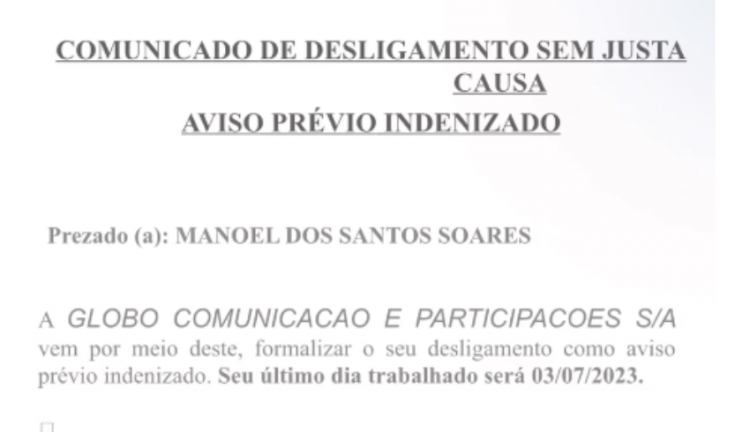 Carta de demissão de Manoel Soares