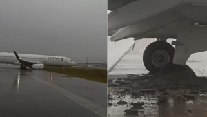 Avião derrapou na pista do Aeroporto de Florianópolis