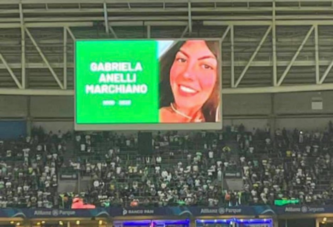Palmeiras homenageou Gabriela Anelli, torcedora morta por um estilhaço de vidro nos arredores do Allianz Parque