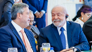 Presidente da Câmara Federal, Arthur Lira, Presidente da República, Luiz Inácio Lula da Silva, durante Sessão de trabalho com presidentes dos Países da América do Sul.