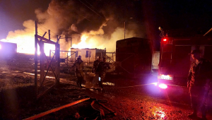 Incêndio em um depósito de combustível nos arredores de Stepanakert