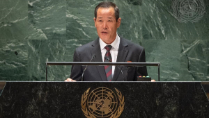 Kim Song, representante da Coreia do Norte, durante Assembleia Geral da ONU