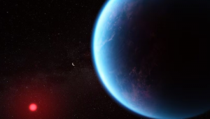 Ilustração mostra como poderia ser o exoplaneta K2-18 b com base em dados científicos
