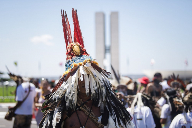 Manifestação de indígenas em Brasília