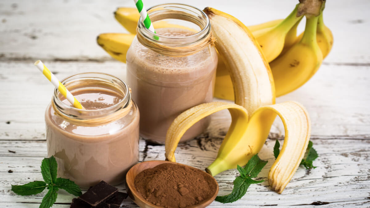 Smoothie de banana com whey sabor chocolate 