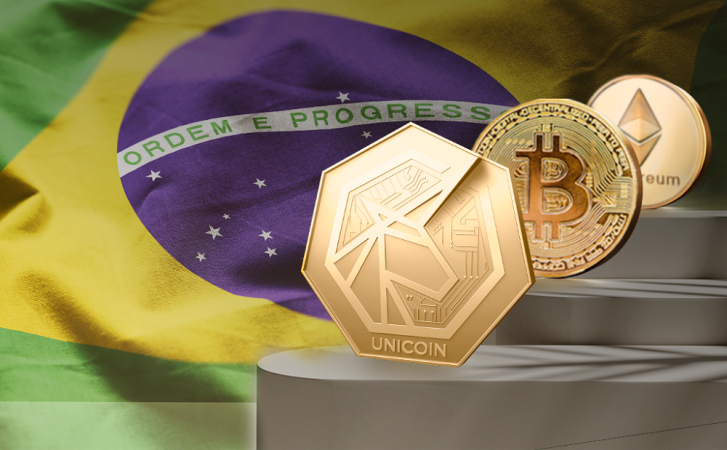 Unicoin,BItocin e Ethereum emescadinha,à frete de bandeira do Brasil