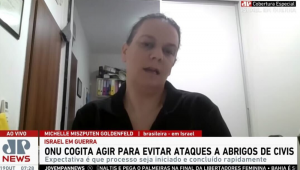 Brasileira Michelle Miszputen Goldenfeld durante entrevista ao Jornal da Manhã, da Jovem Pan News