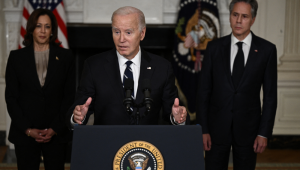 Joe Biden durante pronunciamento na Casa Branca