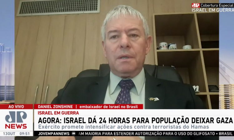 ‘Deslocamentos são para evitar danos’, diz embaixador de Israel sobre ordem de saída dos civis na Faixa de Gaza