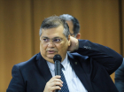 O Ministro da Justiça , Flávio Dino, durante lançamento do Programa Nacional de Enfrentamento às Organizações Criminosas
