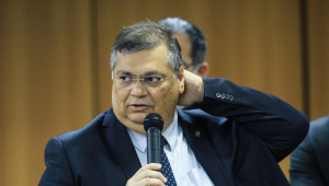 O Ministro da Justiça , Flávio Dino, durante lançamento do Programa Nacional de Enfrentamento às Organizações Criminosas