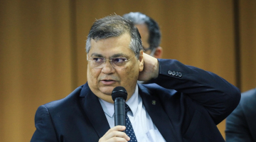 O Ministro da Justiça , Flávio Dino, durante lançamento do Programa Nacional de Enfrentamento às Organizações Criminosas