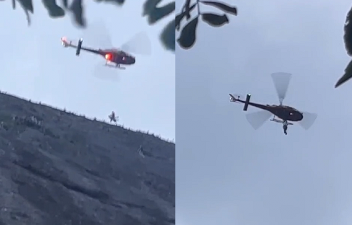 Reprodução mostra resgate de montanhistas com helicóptero