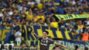 Jogador comemora gol em final da Libertadores