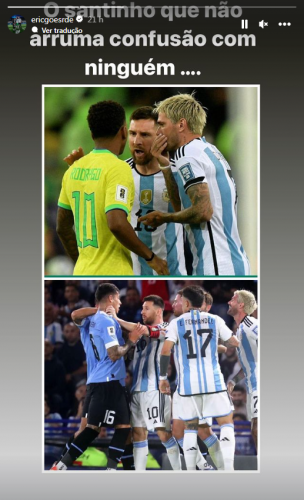 Eric Goes, pai de Rodrygo, criticou Lionel Messi após o bate-boca em Brasil x Argentina
