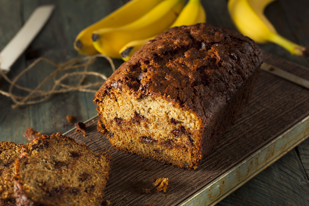 Pão de banana com chocolate 