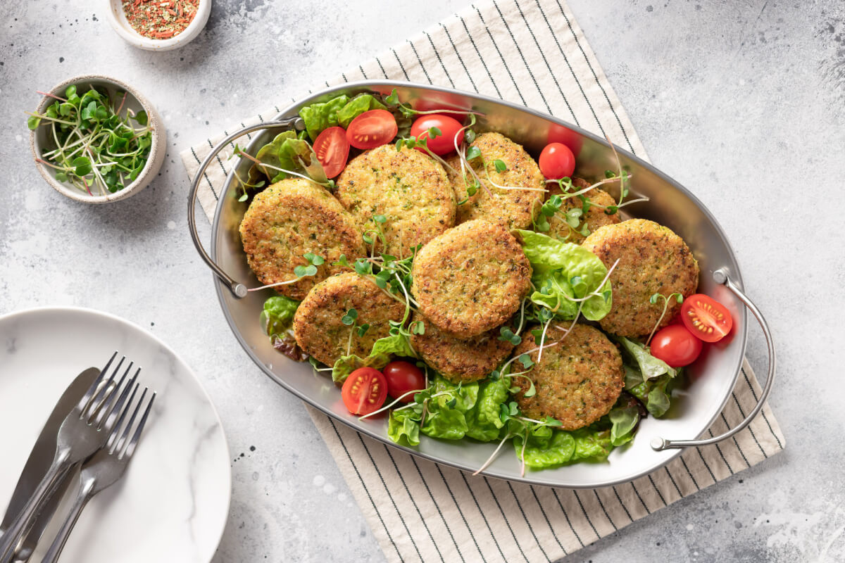 Hambúrguer de quinoa e chia 