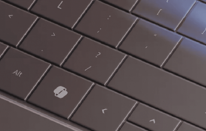 Novo teclado da Microsoft, com nova tecla de atalho para chamar um assistente de inteligência artificial no Window