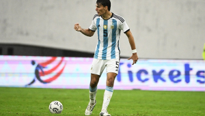 Federico Redondo, da Argentina, comemora após marcar durante a partida de futebol do Torneio Pré-Olímpico Venezuela