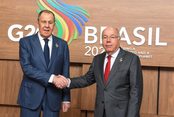 O Ministro das Relações Exteriores, Embaixador Mauro Vieira, recebe o Ministro dos Negócios Estrangeiros da Federação Russa, Sergey Lavrov