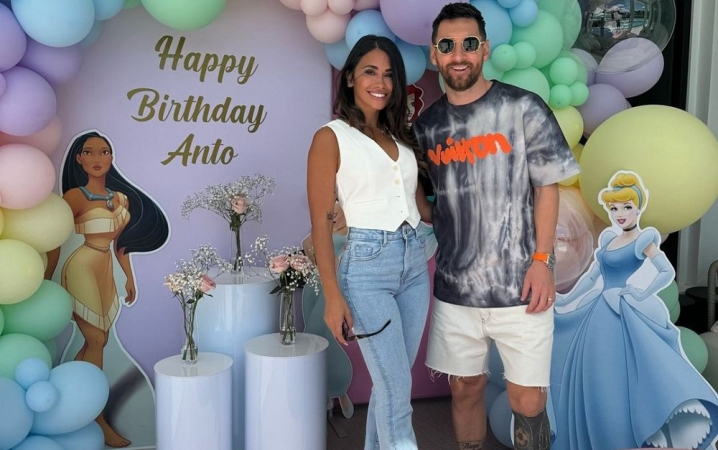 Messi e Antonella no aniversário dela