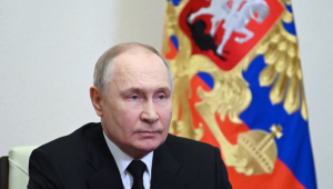 Presidente Vladimir Putin após ataque que deixou mais de 130 mortos em casa de show em Moscou
