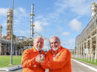 Presidente da República, Luiz Inácio Lula da Silva, posa para foto com Presidente da Petrobras, Jean Paul Prates, durante foto na refinaria Abreu e Lima. Ipojuca - PE
