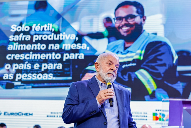 Presidente da República, Luiz Inácio Lula da Silva, durante Cerimônia de inauguração do Complexo Mineroindustrial de Serra do Salitre, EuroChem Salitre – Serra do Salitre - MG