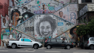 Vista da escadaria em homenagem à vereadora assassinada Marielle Franco, na Rua Cardeal Arcoverde, em Pinheiros, zona oeste de São Paulo