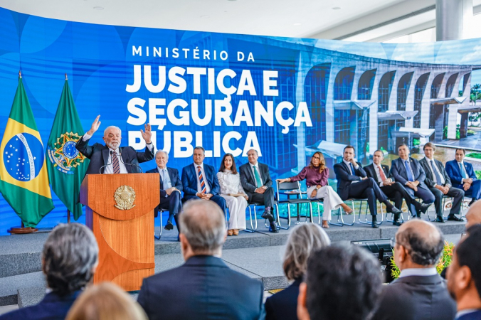Presidente da República, Luiz Inácio Lula da Silva, durante Cerimônia de posse do novo Ministro da Justiça e Segurança Pública, Ricardo Lewandowski