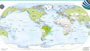 Novo mapa-múndi do IBGE tem o Brasil no centro