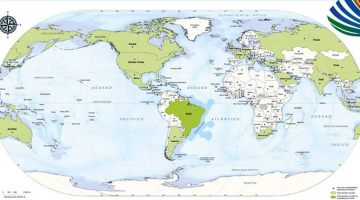 Novo mapa-múndi do IBGE tem o Brasil no centro