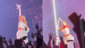 Nicki Minaj é atingida por objeto durante show nos EUA e revida; veja vídeo