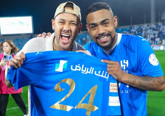 Neymar e Malcom, destaques do clube saudita Al-Hilal