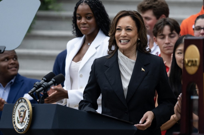 A vice-presidente dos EUA, Kamala Harris, em discurso