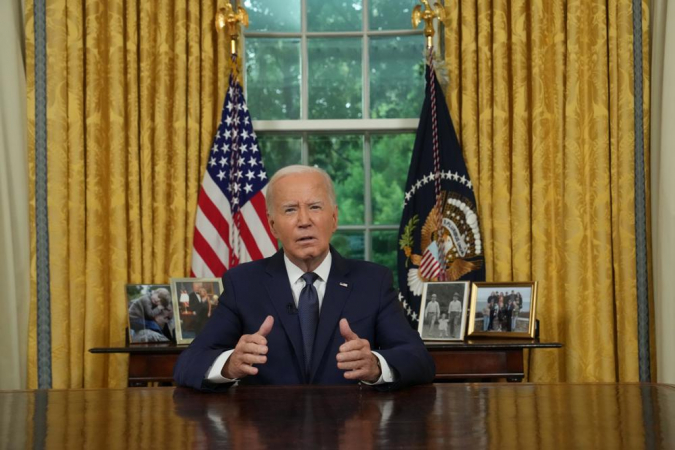 O presidente dos EUA, Joe Biden, faz um discurso à nação no Salão Oval da Casa Branca em Washington