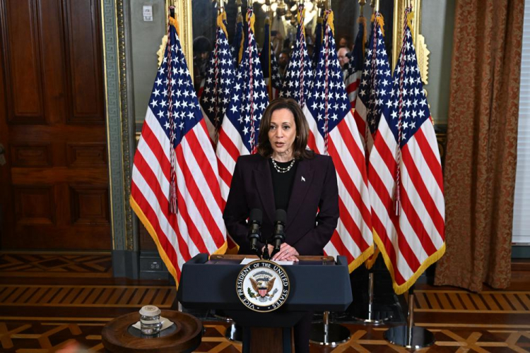 Washington (Estados Unidos), 25/07/2024.- A vice-presidente dos EUA, Kamala Harris