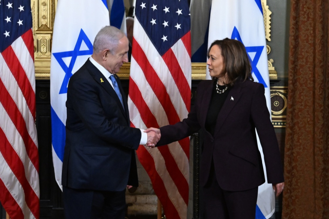 Israel Prime Minister Benjamin Netanyahu meets with US Vice President Kamala Harris at the White House