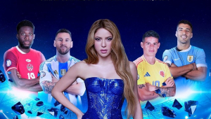 Imagem divulgada pela Conmebol para promover o show da cantora Shakira na decisão da Copa América