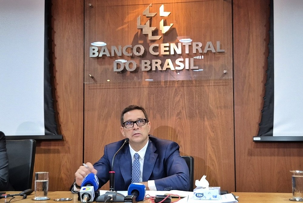 Roberto Campos Neto, fala com imprensa durante a apresentação do Relatório de Inflação no edifício sede do Banco Central do Brasil
