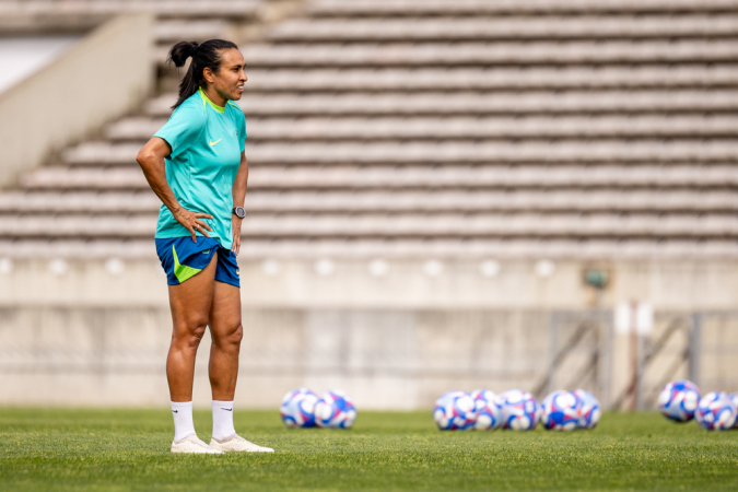 2024.07.20 - Jogos Olímpicos Paris 2024 - Treino da Seleção Feminina de Futebol. Na foto, a jogadora Marta. Foto: Miriam Jeske/COB