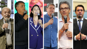 Montagem com Lula, Bolsonaro, Michelle, Tarcísio, Zema e Ratinho Júnior