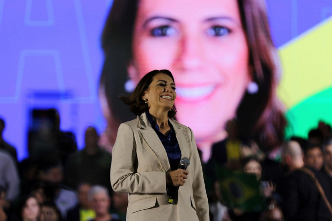 A deputada federal Rosana Valle (PL) é lançada como pré-candidata à Prefeitura de Santos durante evento do PL com a participação do ex-presidente e da ex-primeira dama, Jair Bolsonaro e Michelle Bolsonaro