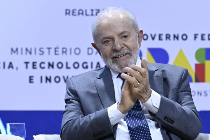 O presidente do Brasil, Luiz Inácio Lula da Silva, durante a conferência nacional de tecnologia em Brasília