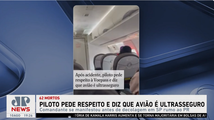 Piloto pede respeito a Voepass e diz que avião é ultrasseguro