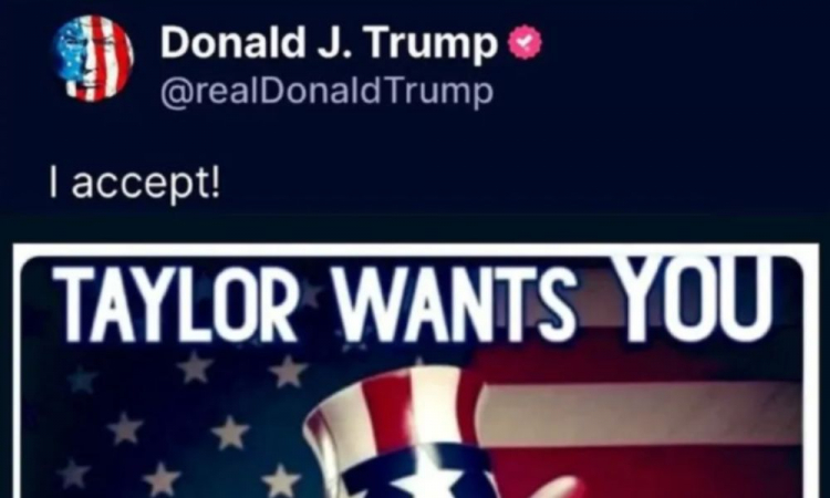 Trump compartilha imagens falsas de suposto apoio de Taylor Swift à sua candidatura